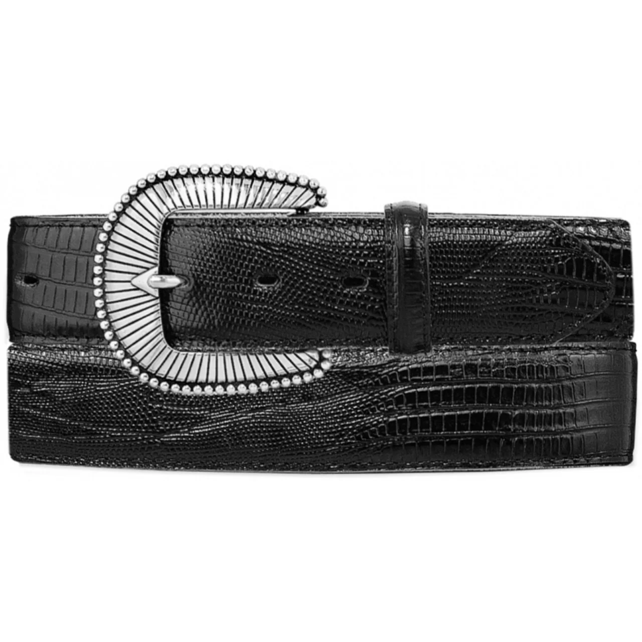 Tony Lama Lizard Print Billet Black Belt C40963 - Image 2