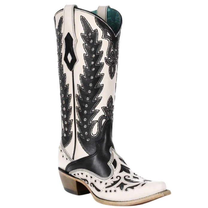 Corral White & Black Stud Women's Boot C4160