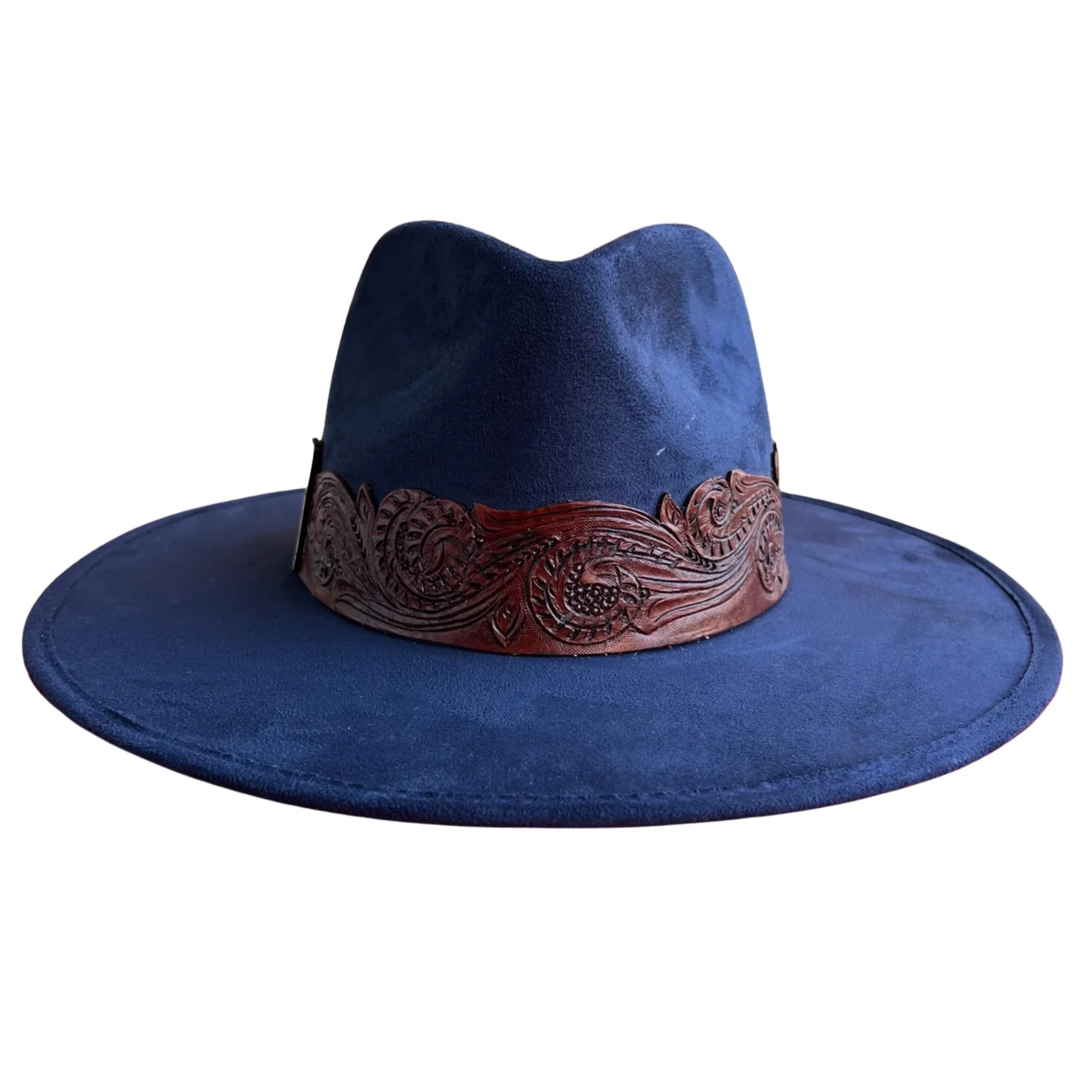 Chida Frida Stevie Navy Brown Tooled Flat Brim TTF040-00MN-01 - Image 3