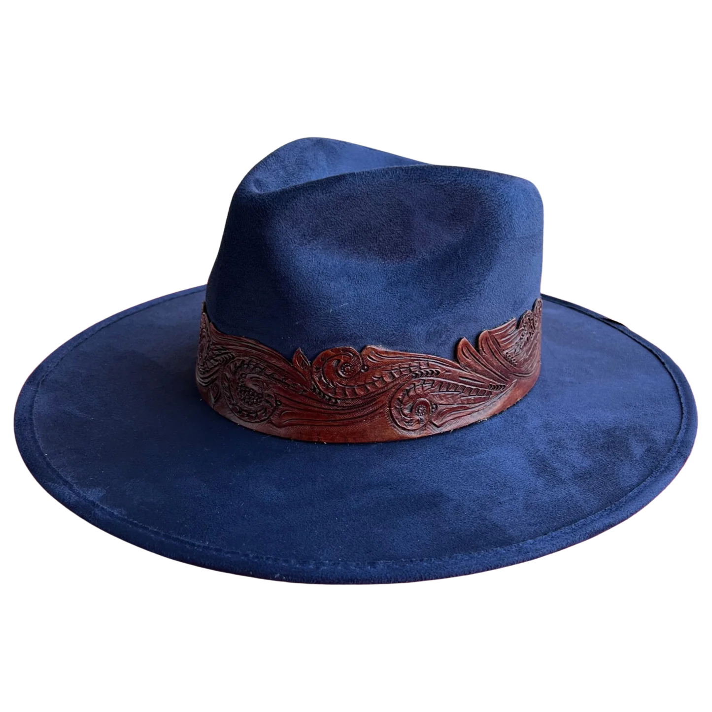 Chida Frida Stevie Navy Brown Tooled Flat Brim TTF040-00MN-01 - Image 6