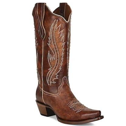 Circle G Brown Embroidery Stud Women's Boot L2068