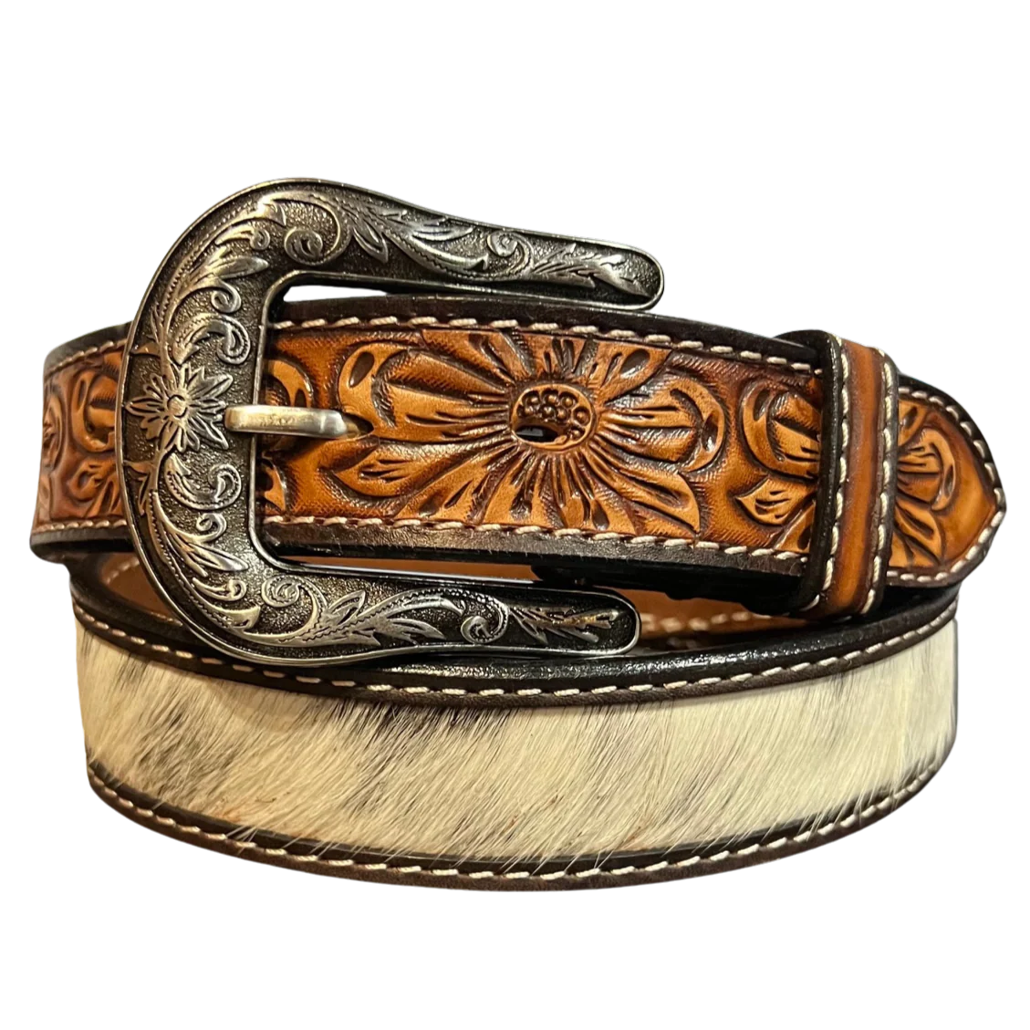 Angel Ranch Calf Hair Flora Billet Belt D140006302