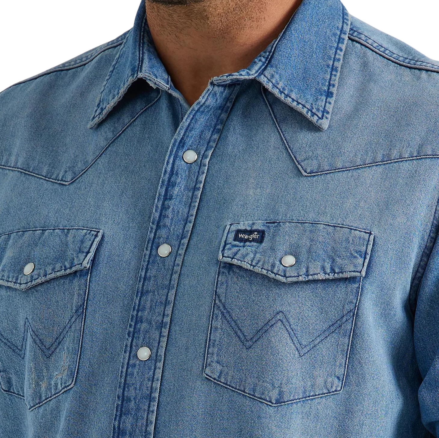 Wrangler Classic Medium Denim Men's Button Up 2345068 - Image 3