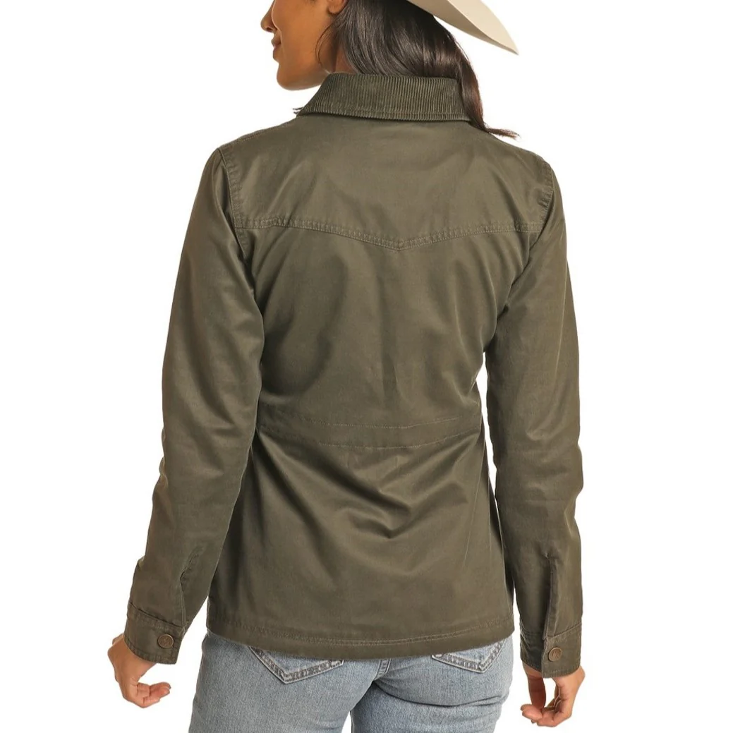 Panhandle Olive Oilskin Women’s Jacket DW92C04095 - Image 2