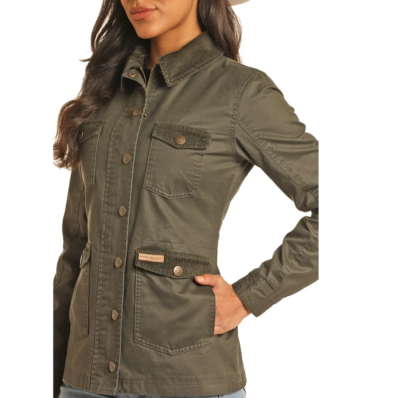 Panhandle Olive Oilskin Women’s Jacket DW92C04095 - Image 3