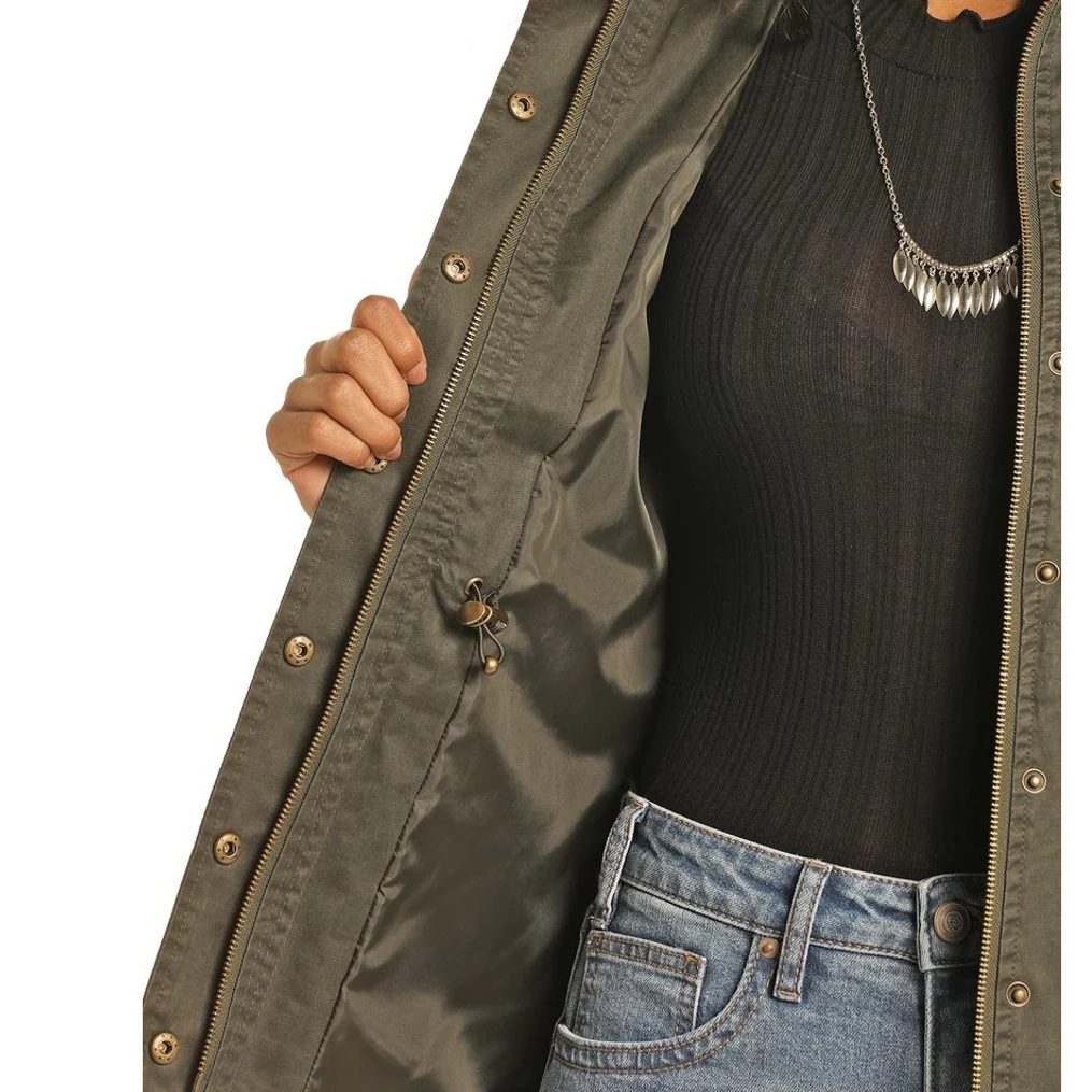 Panhandle Olive Oilskin Women’s Jacket DW92C04095 - Image 4