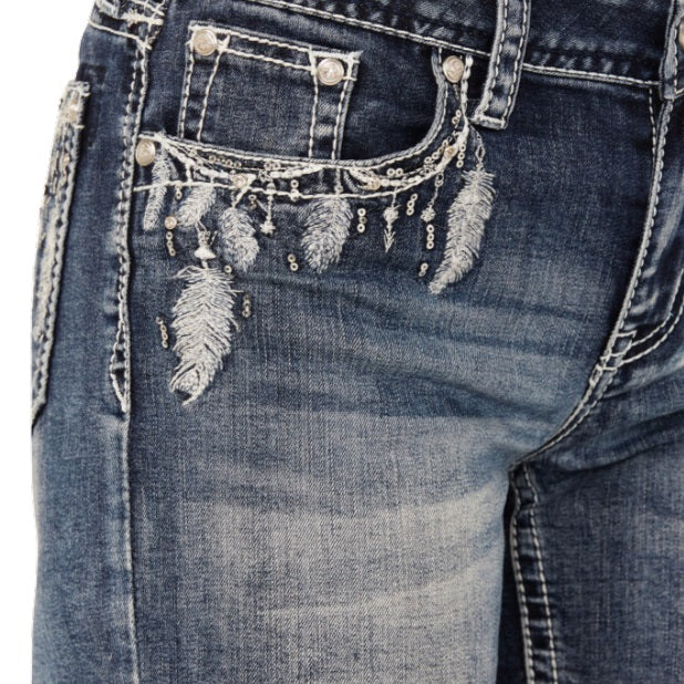 Grace in LA Embroidery Feather Women's Shorts EH81691 - Image 5