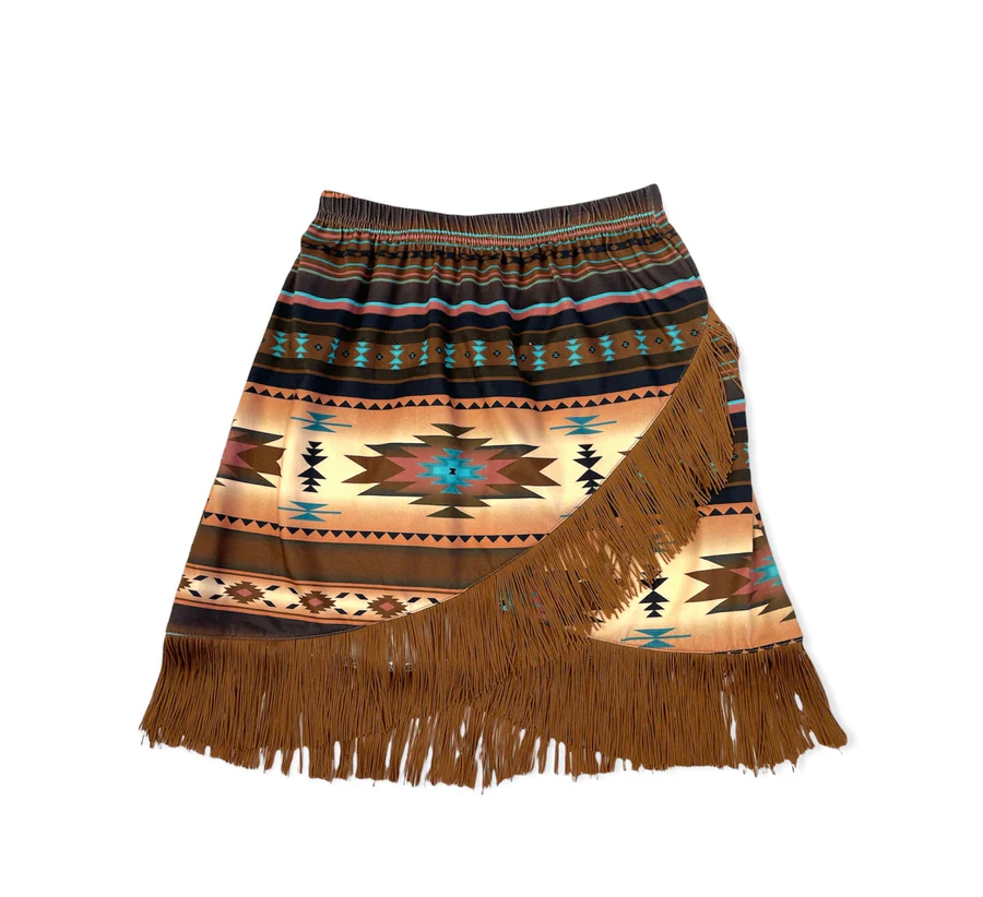 Shea Baby Aztec Suede Fringe Girl's Skirt FS03 - Image 3