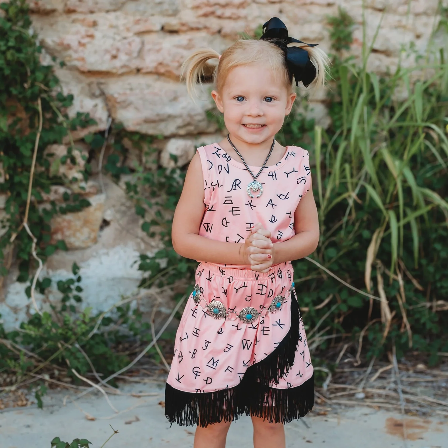Shea Baby Pink Brand Fringe Girl's Skirt FS04 - Image 2