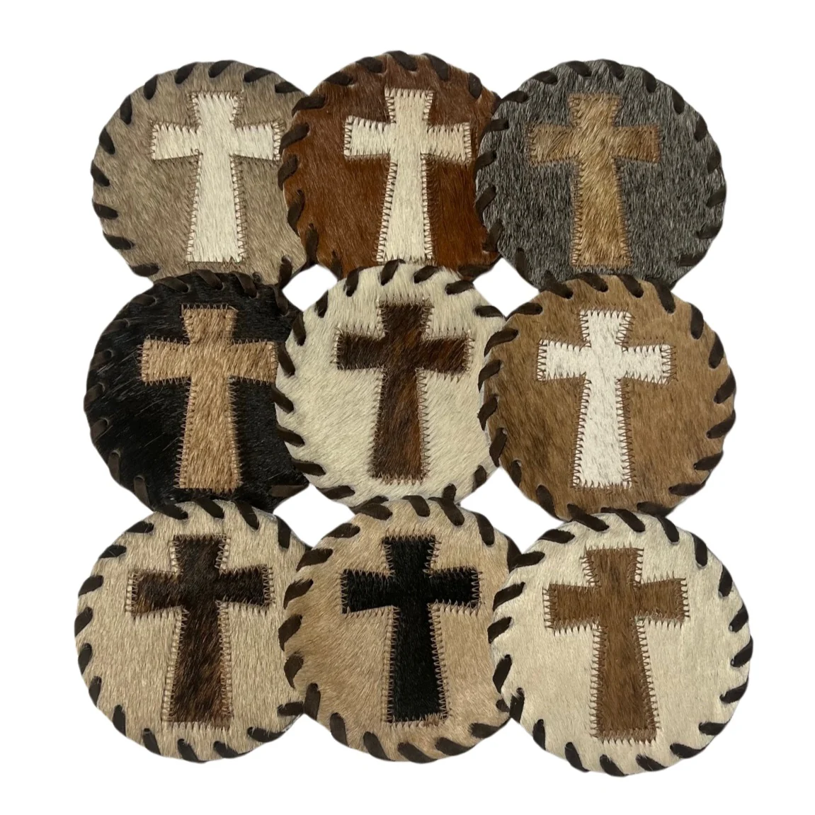 Gaucho Cowhide Laced Cross Coaster (1)