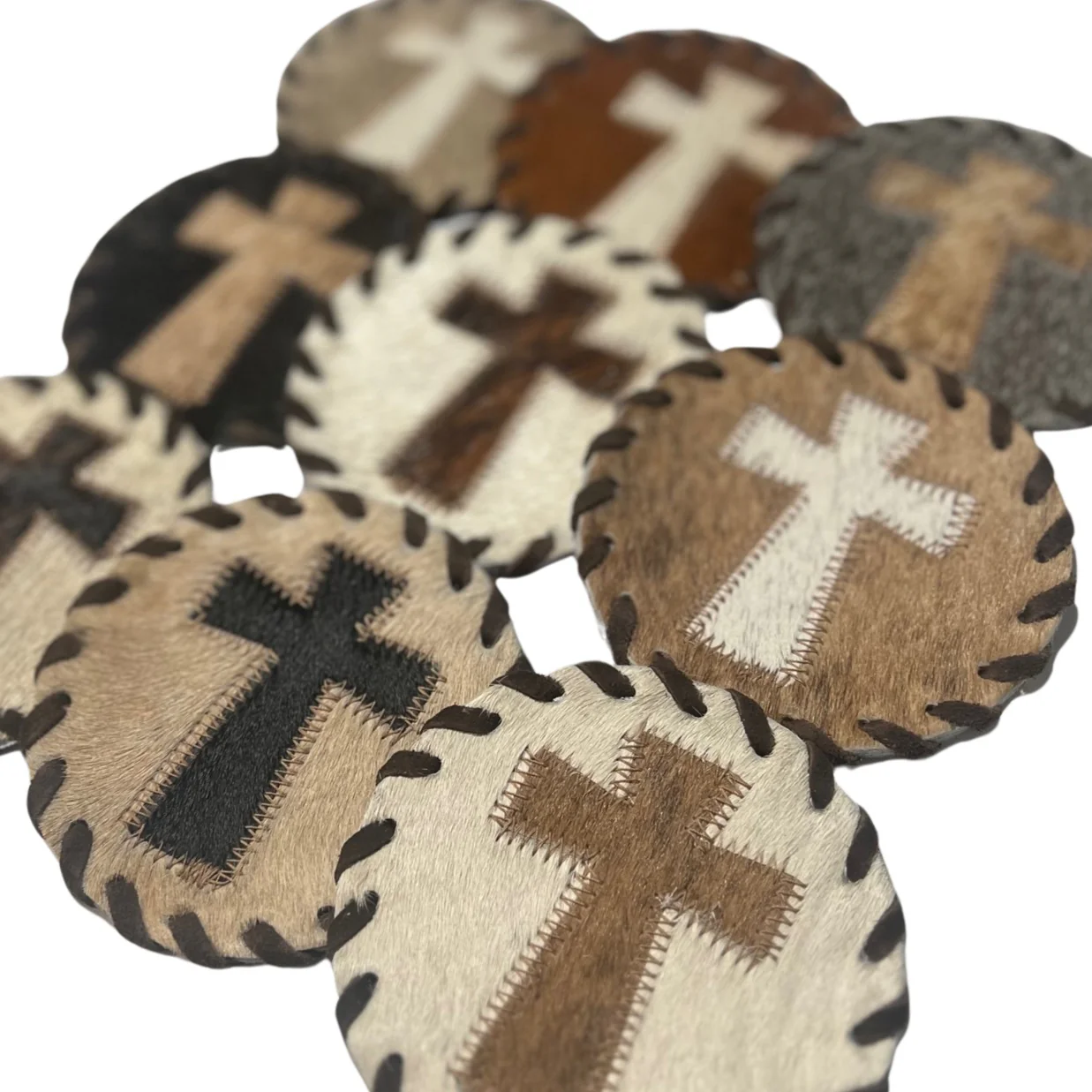 Gaucho Cowhide Laced Cross Coaster (1) - Image 2