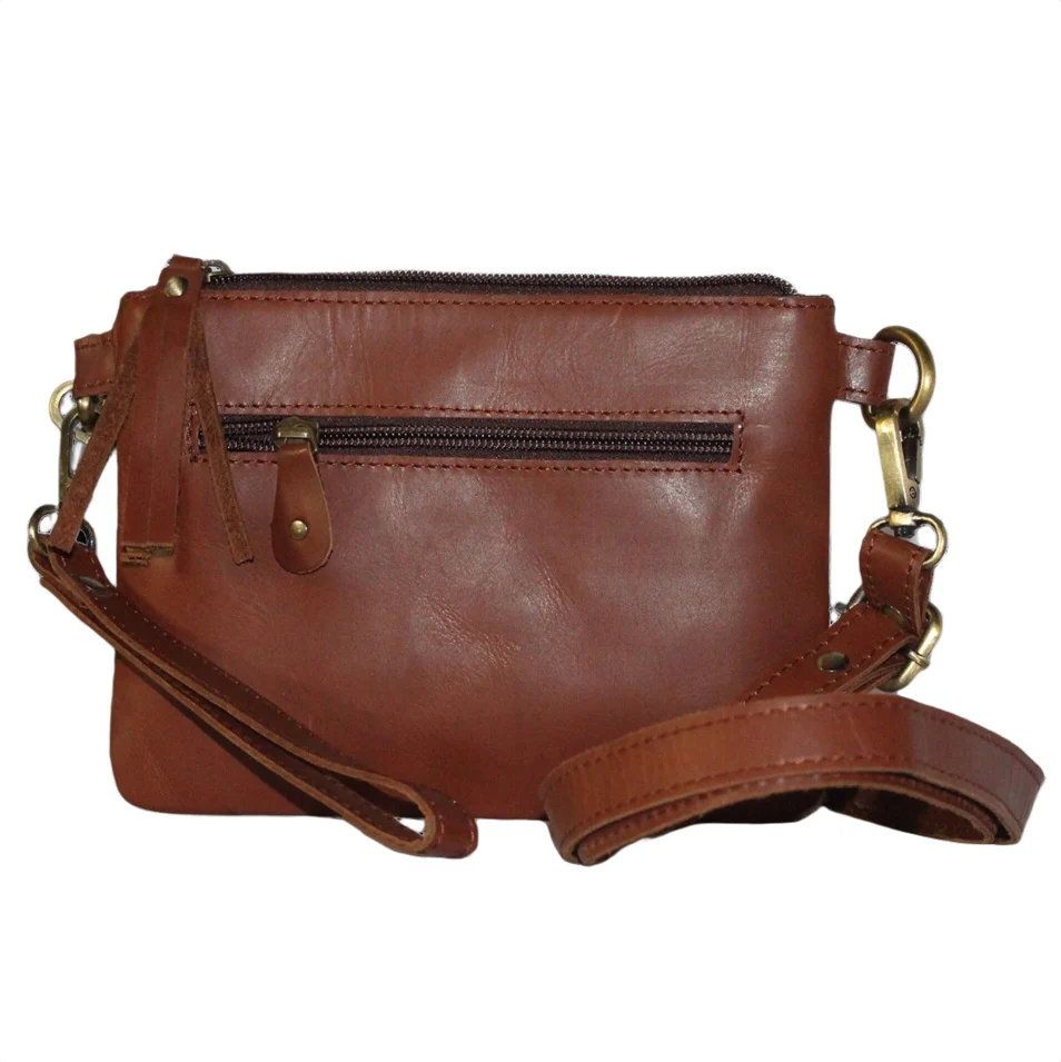 BS Trading Embossed Leather Edge Brown Crossbody BS1644 - Image 2