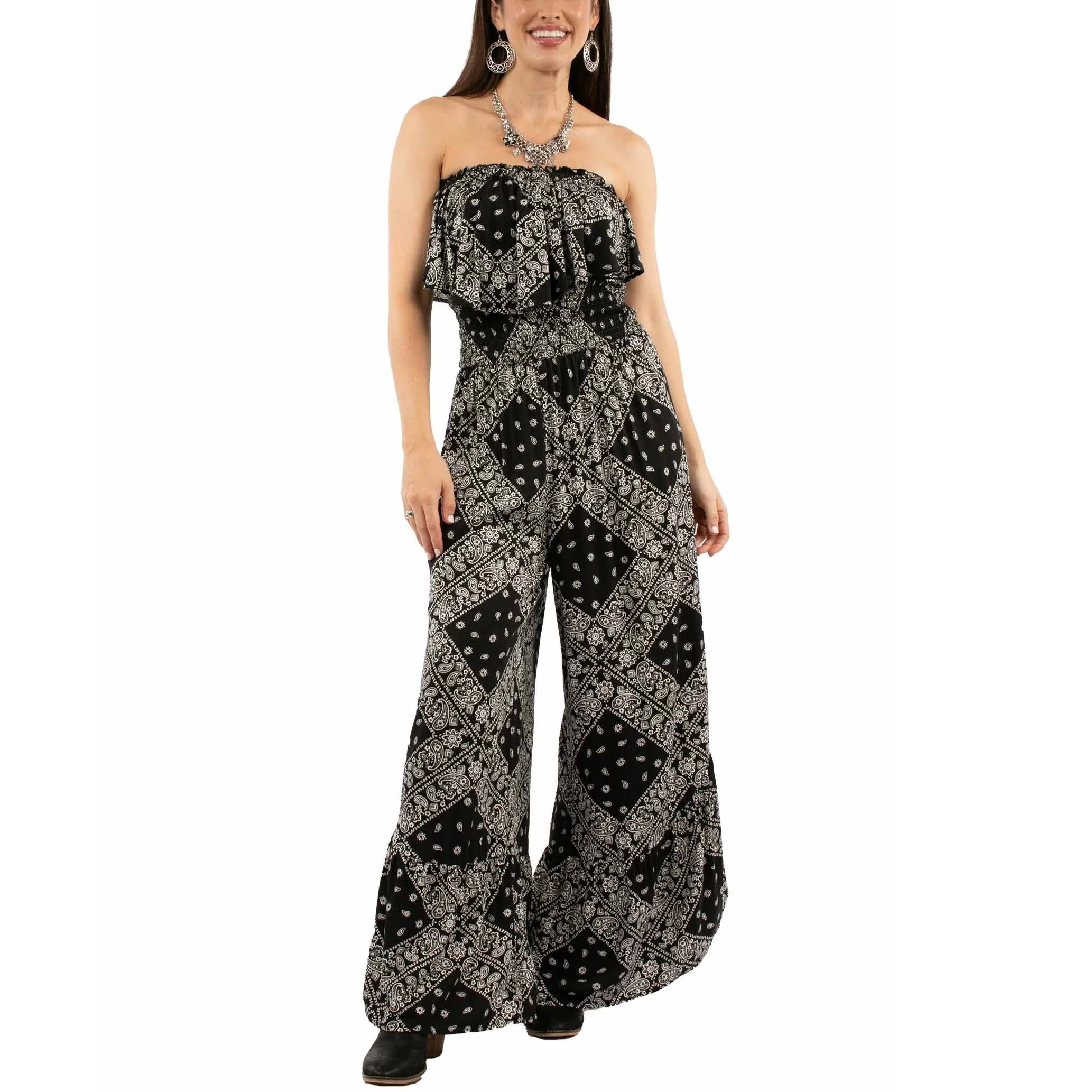 Scully Bandana Print Black Women's Jumpsuit HC744