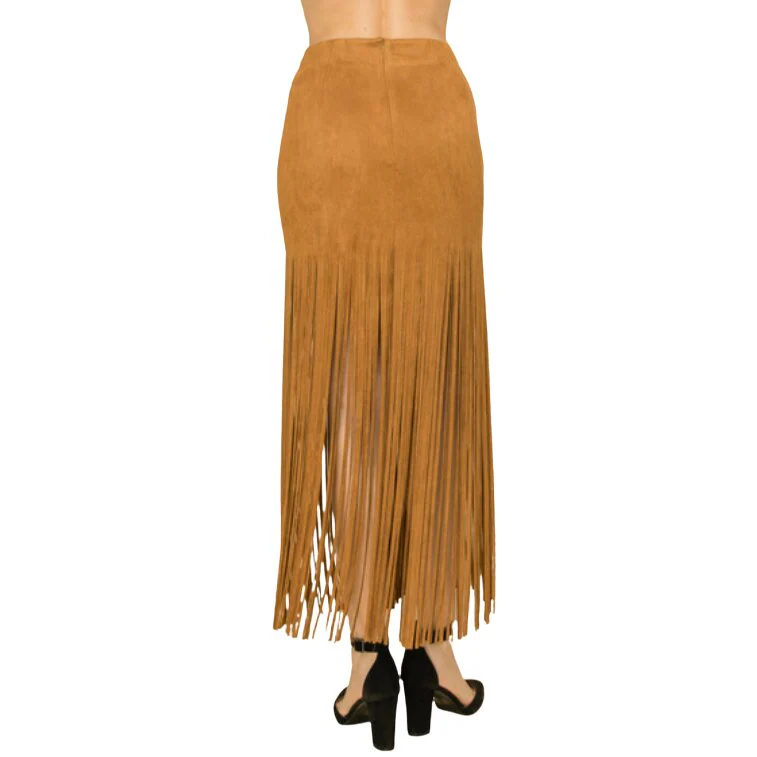 Vocal Suede Fringe Maxi Women's Skirt IM2545SK - Image 3