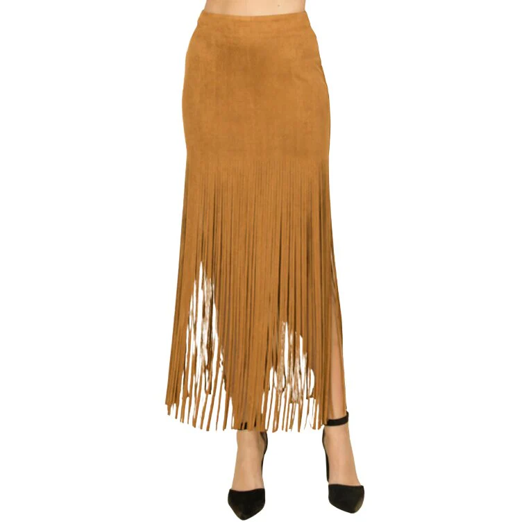 Vocal Suede Fringe Maxi Women's Skirt IM2545SK - Image 4