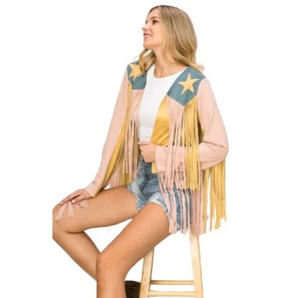 Vocal Fringe and Star Pink Women's Jacket K2409LJ - Image 3