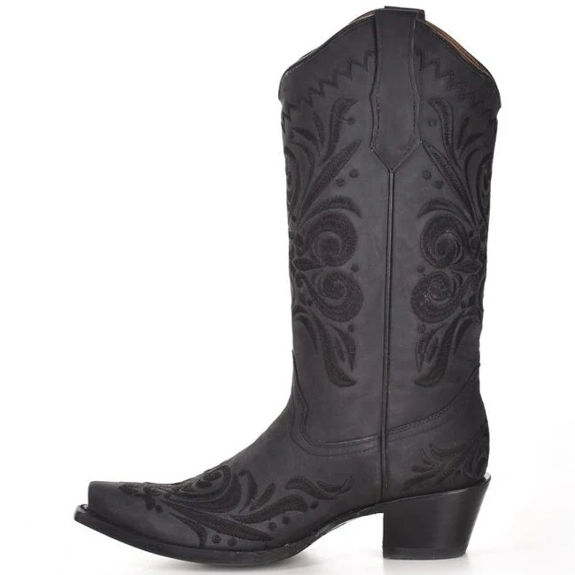 Circle G Classic Black Suede Embroidery Women's Boot L5433 - Image 3