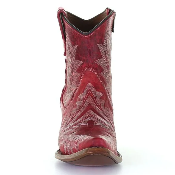 Circle G Embroidery Red Women's Bootie L5704 - Image 3