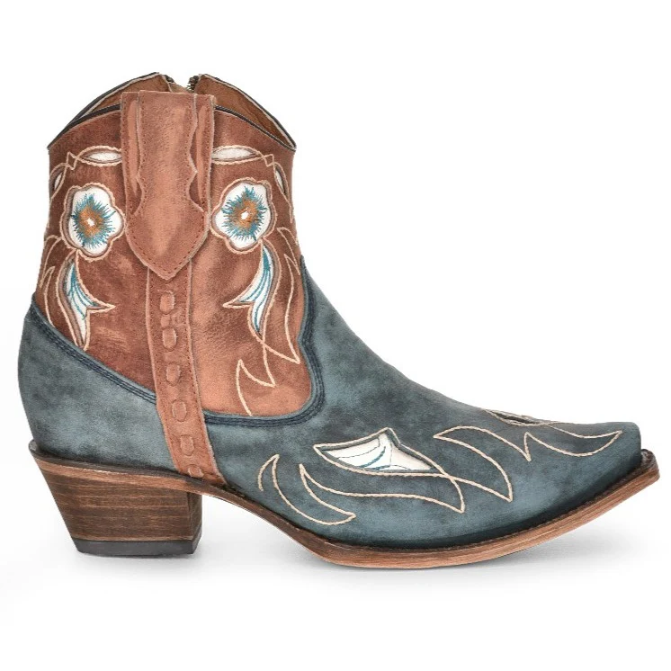 Circle G Blue and Brown Floral Women's Bootie L5940 - Image 2