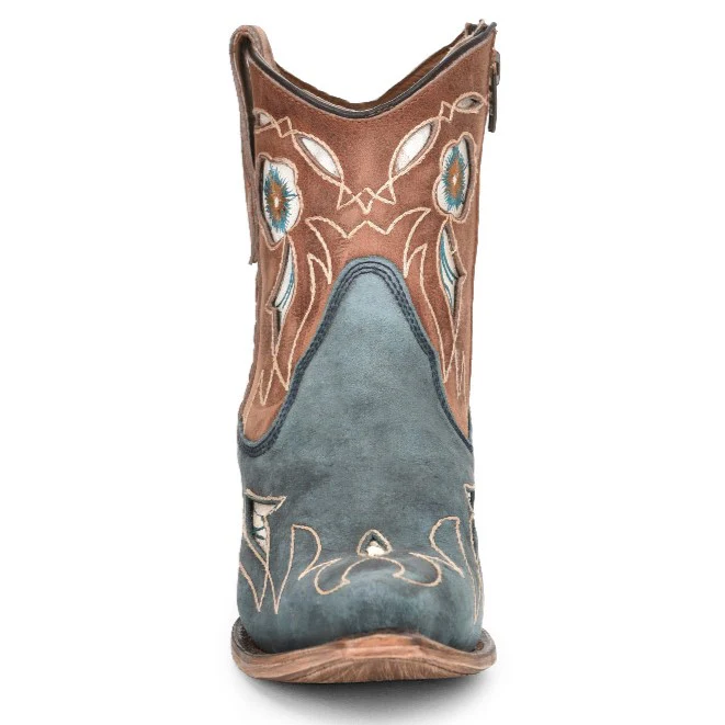 Circle G Blue and Brown Floral Women's Bootie L5940 - Image 3