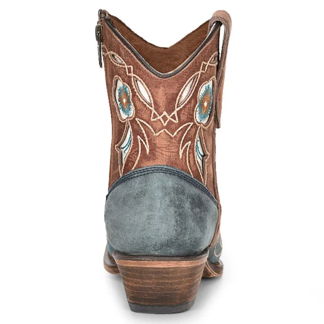 Circle G Blue and Brown Floral Women's Bootie L5940 - Image 4