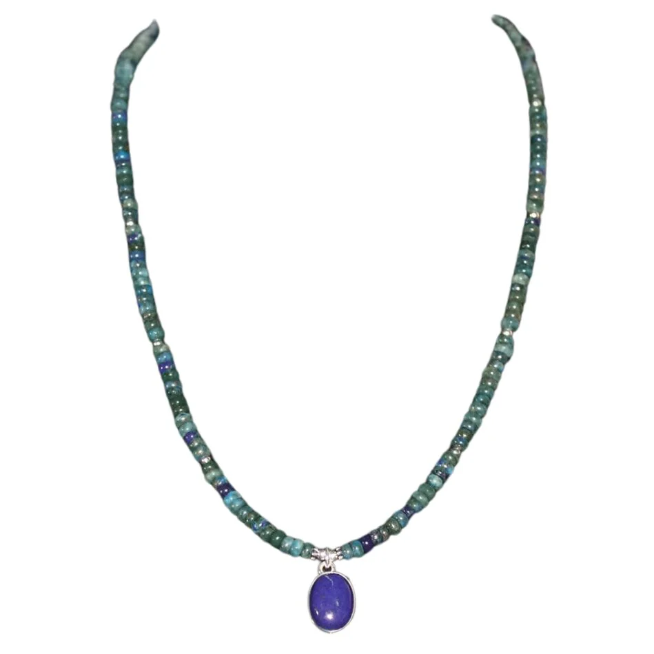 Paige Wallace Lapis Oval Pendant Necklace