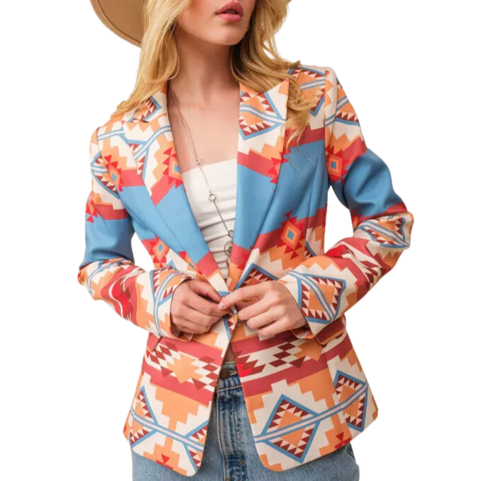 Mainstrip Western Aztec Printed Blazer LJ61211