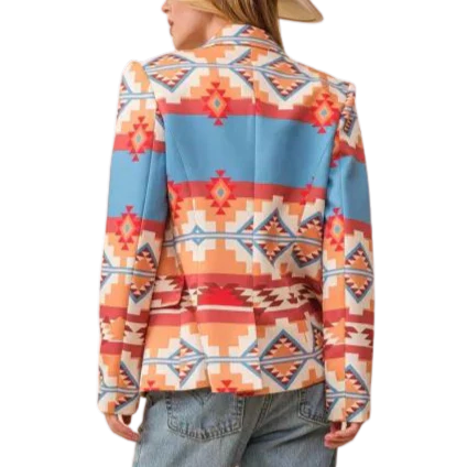Mainstrip Western Aztec Printed Blazer LJ61211 - Image 2