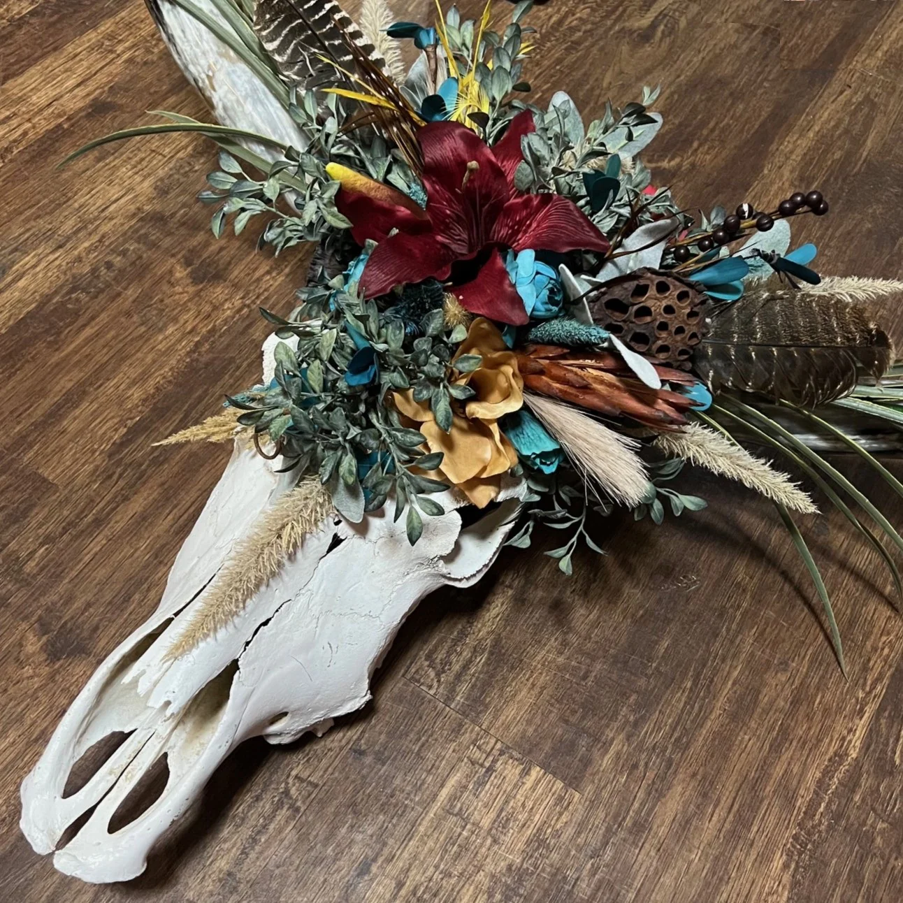 Western Floral Longhorn Skull - Image 2