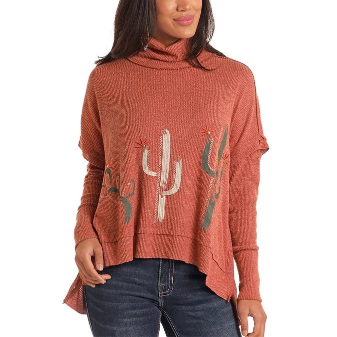 Rock & Roll Cactus Graphic Women's Turtle Neck LW52T05142