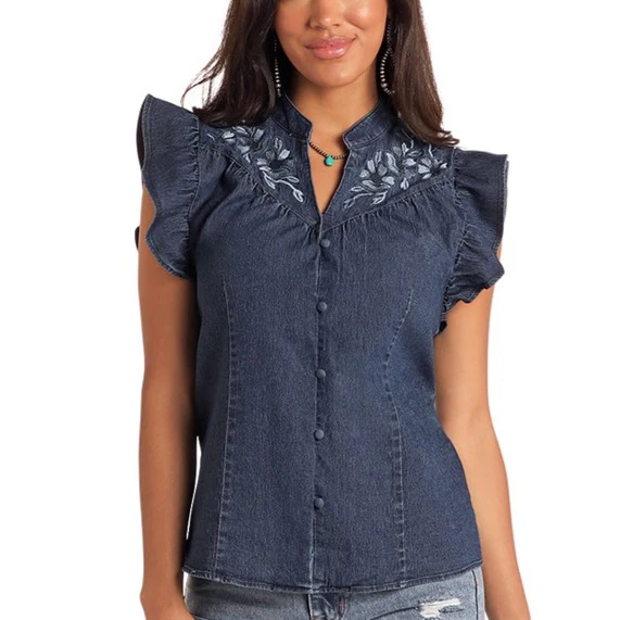 Panhandle Slim Denim Flutter Women's Top LWB3S05825