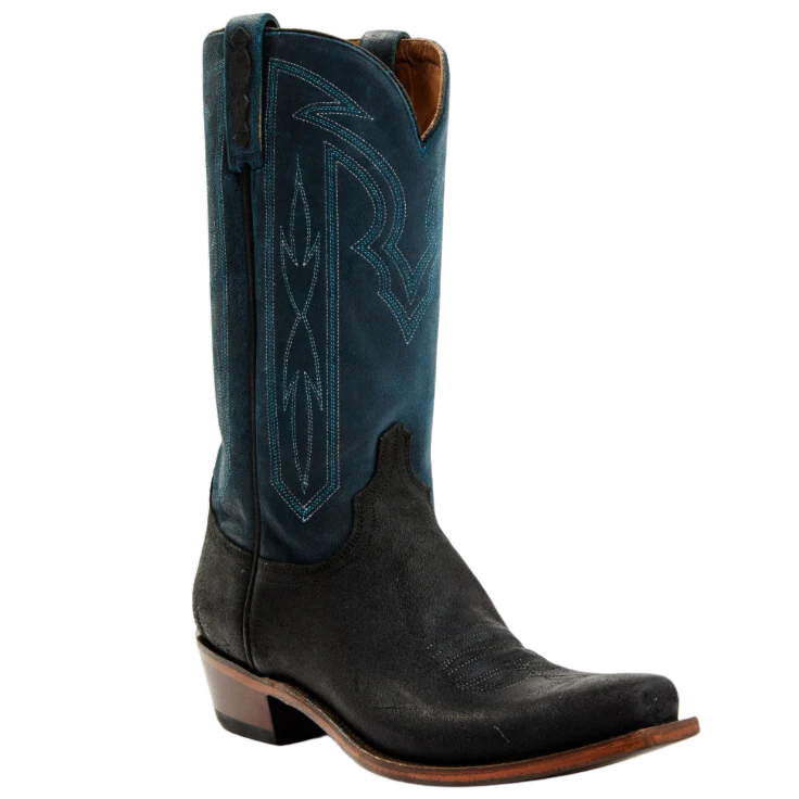 Lucchese Brazos Black and Blue Nubuck Men's Boot M3435