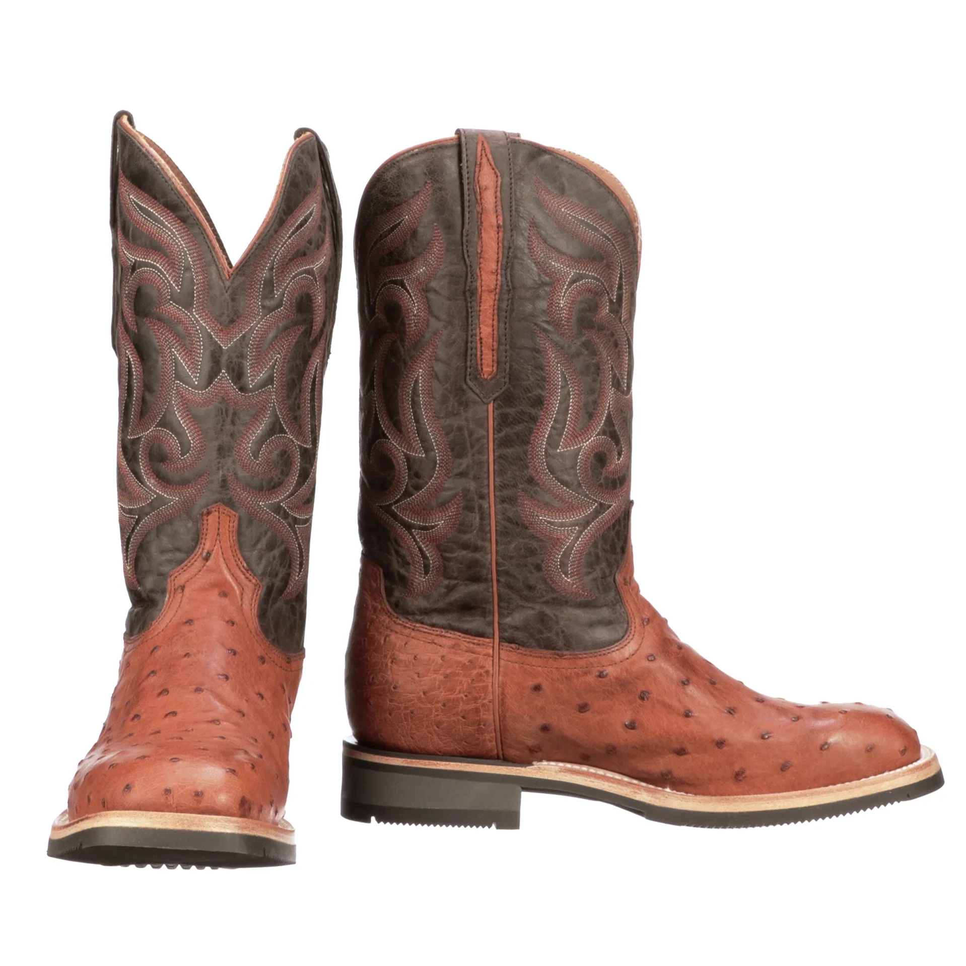 Lucchese Rowdy Cognac Ostrich Men's Boot M4553 - Image 7