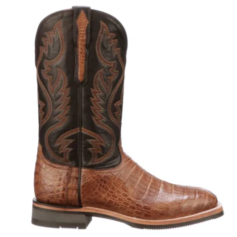 Lucchese Rowdy Saddle Brown Caiman Men's Boot M4554 - Image 2