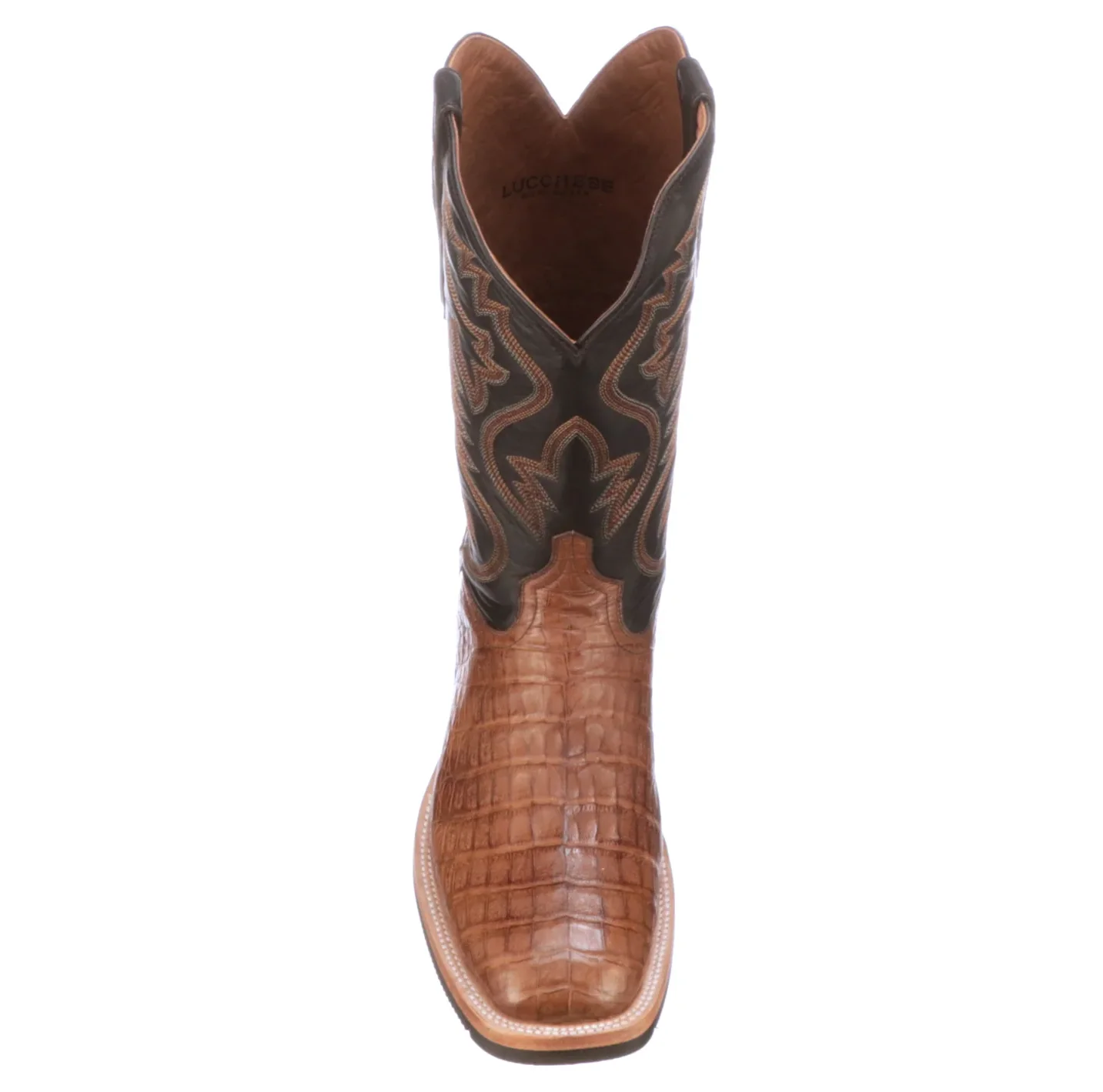 Lucchese Rowdy Saddle Brown Caiman Men's Boot M4554 - Image 4