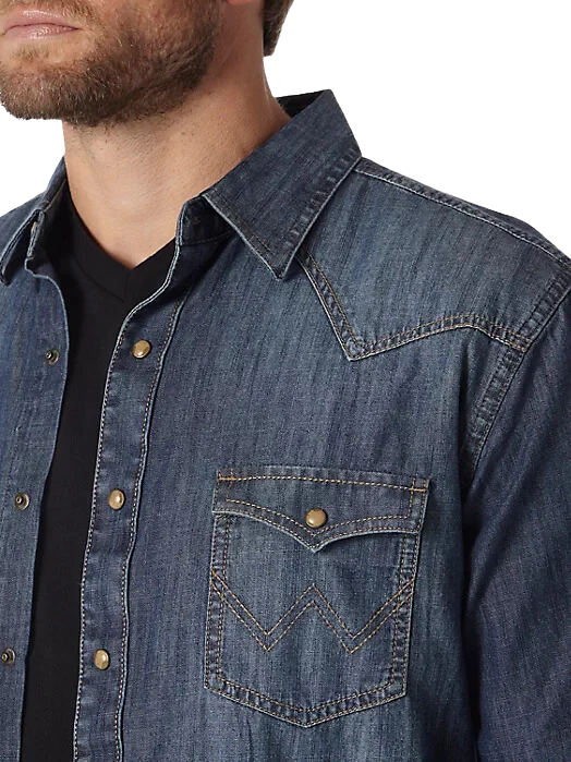 Wrangler Classic Dark Denim Men's Button Up MVR458D - Image 3