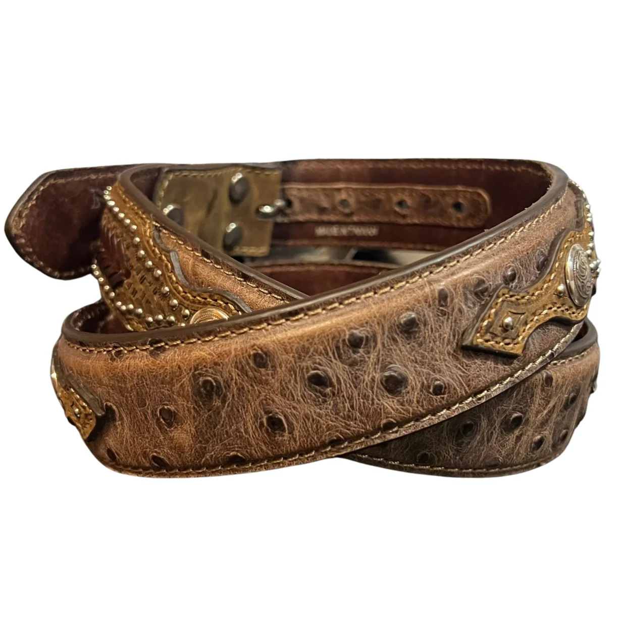 Nocona Ostrich Print Overlay Billet Belt N2491844 - Image 2