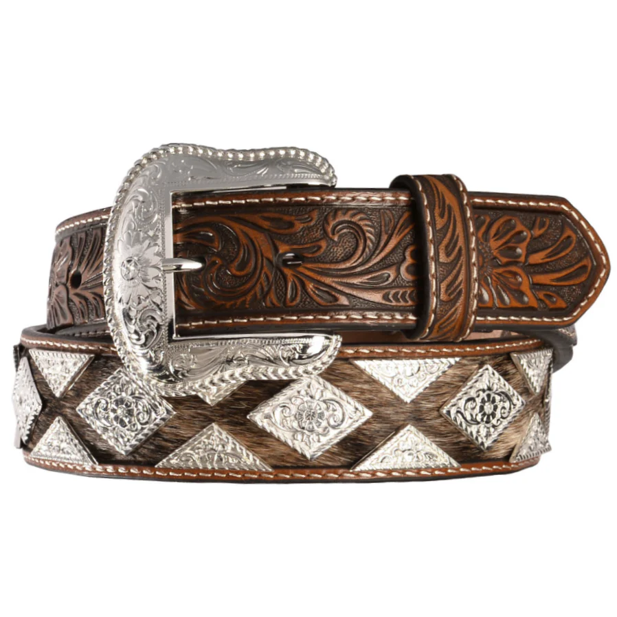 Nocona Diamond Conch Calf Hair Billet Belt N2509408