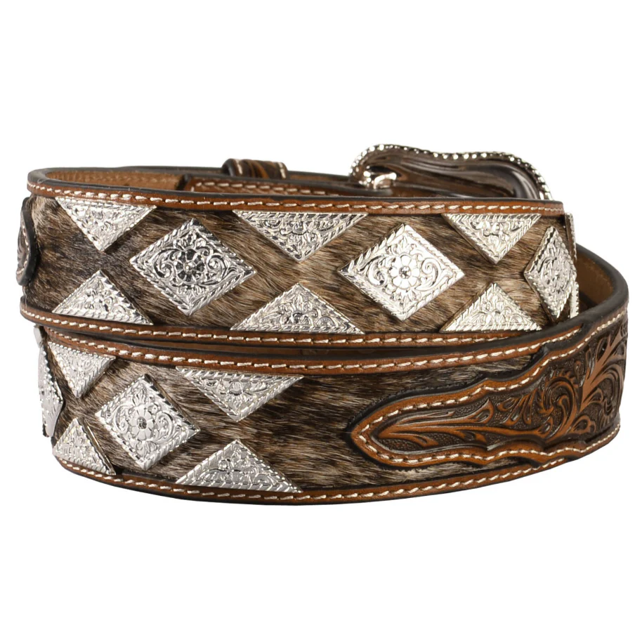 Nocona Diamond Conch Calf Hair Billet Belt N2509408 - Image 2
