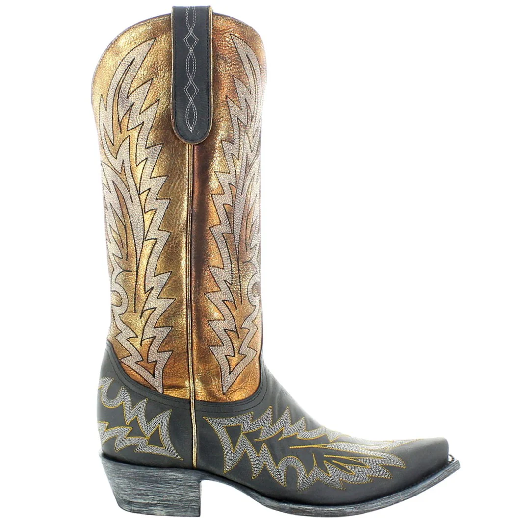 YKY Old Gringo Wilkie Black and Gold Women's Boot YL634-2 - Image 2