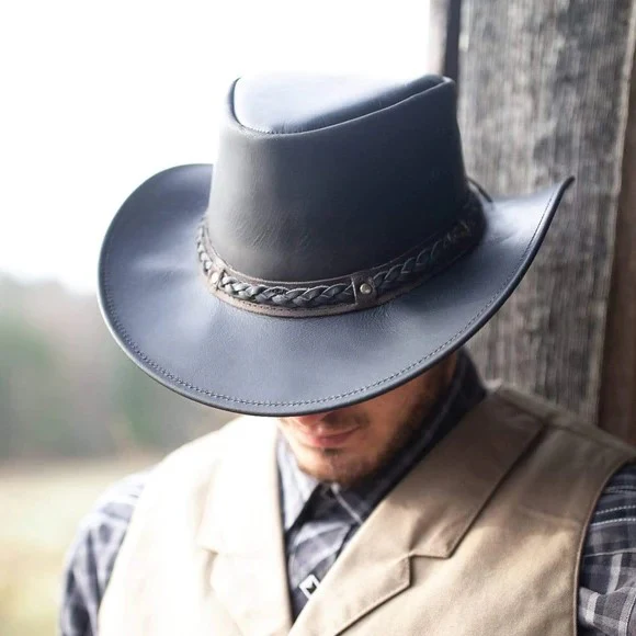 Outback Wagga Wagga Black Leather Hat 1367 - Image 4