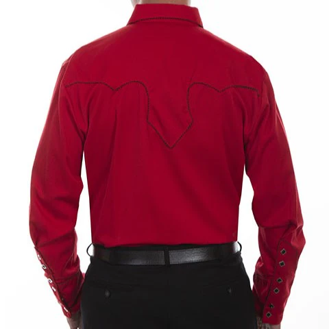 Scully Solid Crimson Men's Button Up P726 - Image 2