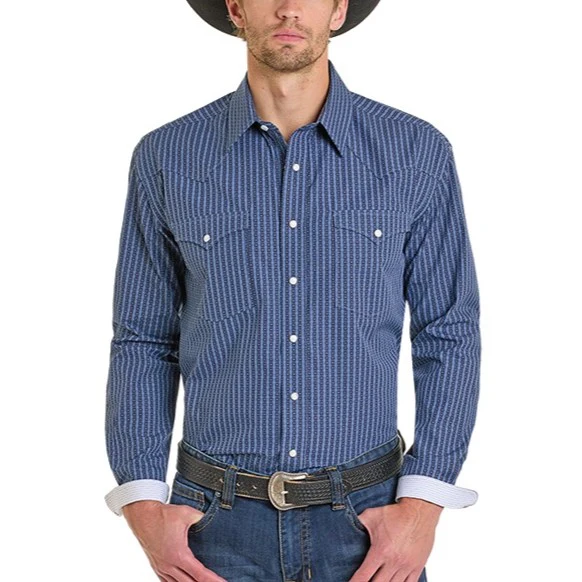Panhandle Slim Print Blue Men's Western Snap RMN2S07079