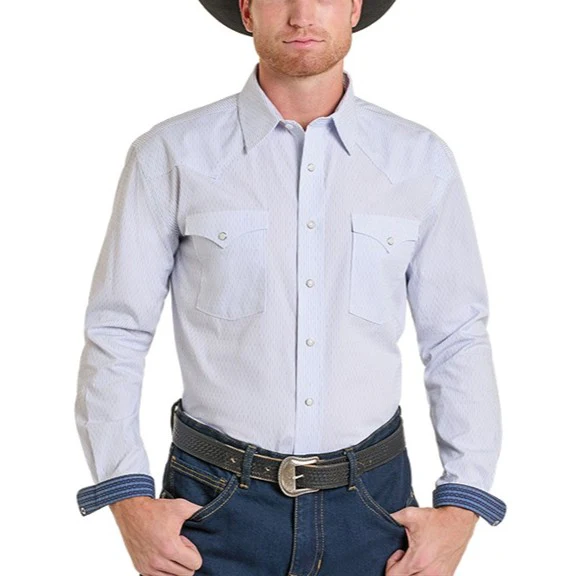 Panhandle Slim Powder Blue Men's Western Snap RMN2S07083