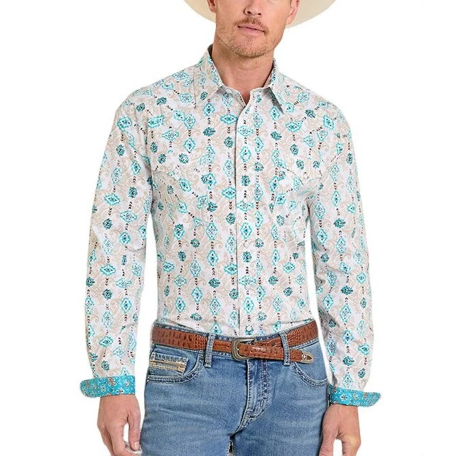 Rock & Roll Turquoise Paisley Men's Western Snap RMN2S08262