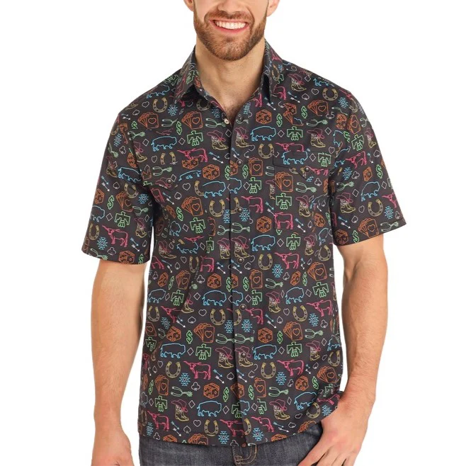 Rock & Roll Neon Cowboy Men's Button Up RMN3S03847