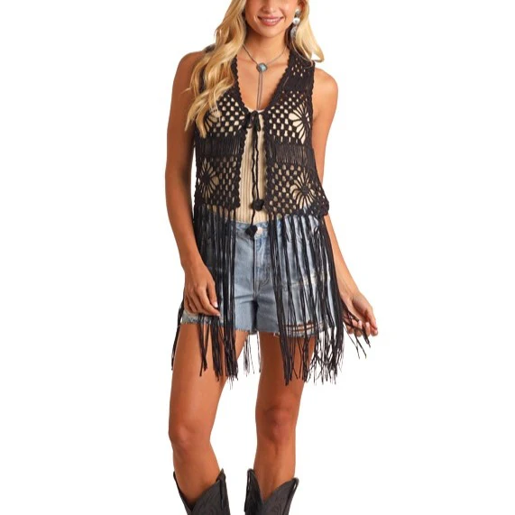 Rock & Roll Crochet Fringe Women's Vest RRWT38R18J