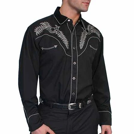 Scully Bootstitch Black Men's Button Up P922