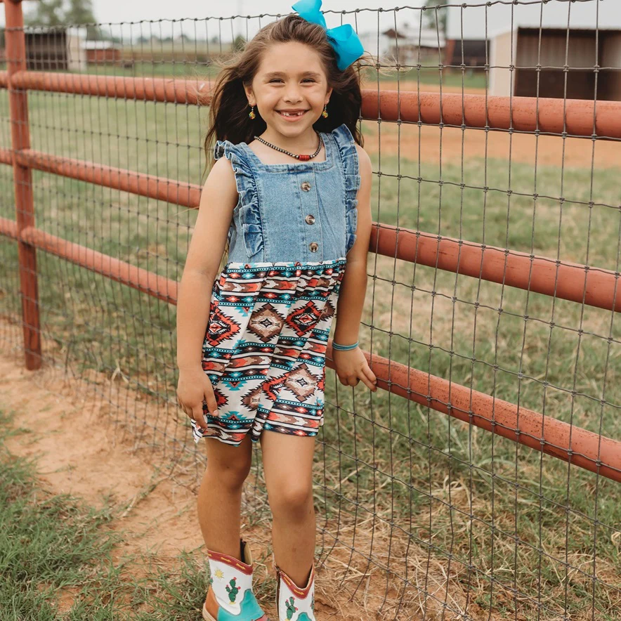 Shea Baby Denim Aztec Girl's Dress SDR18 - Image 2