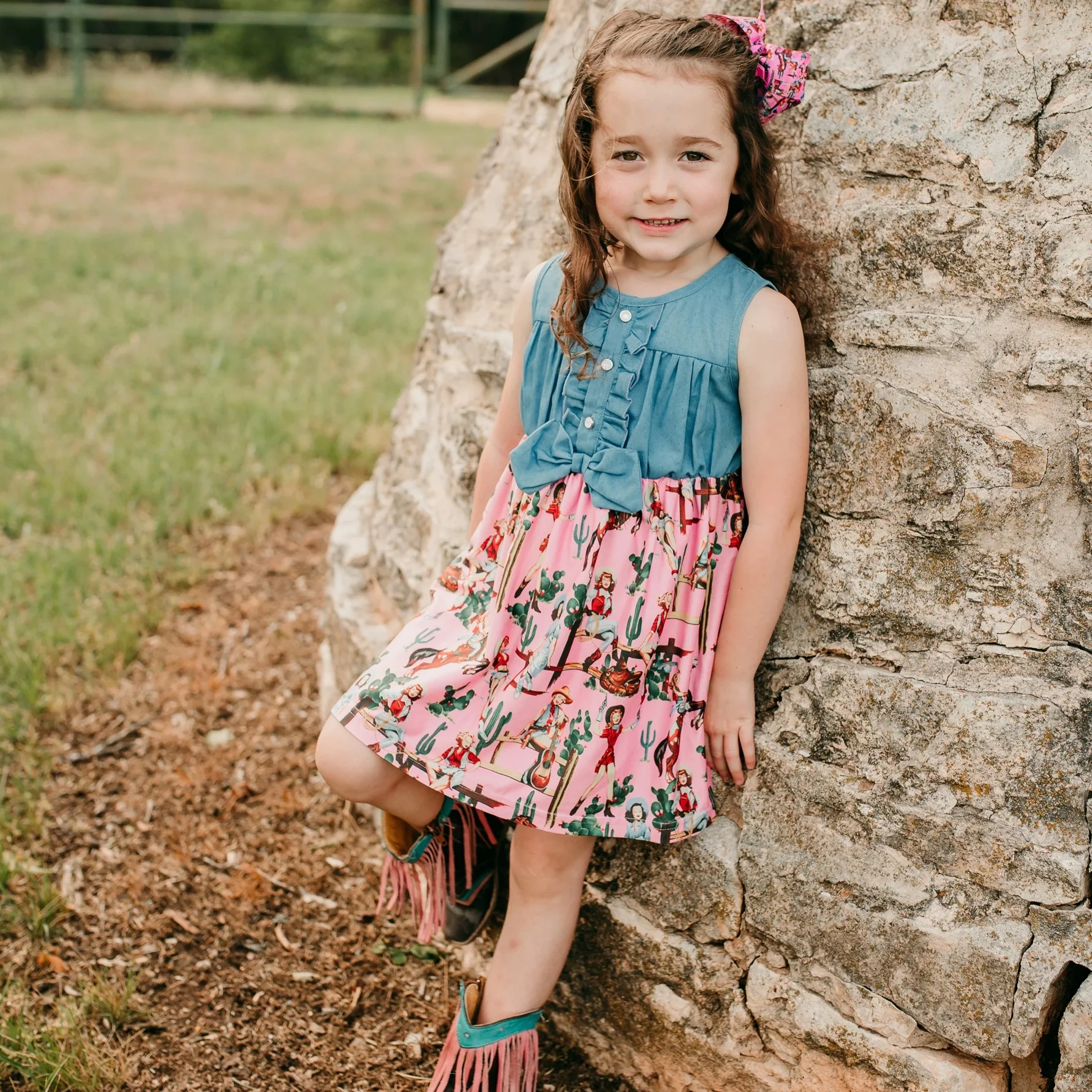 Shea Baby Denim Western Girl's Dress SDR38 - Image 2